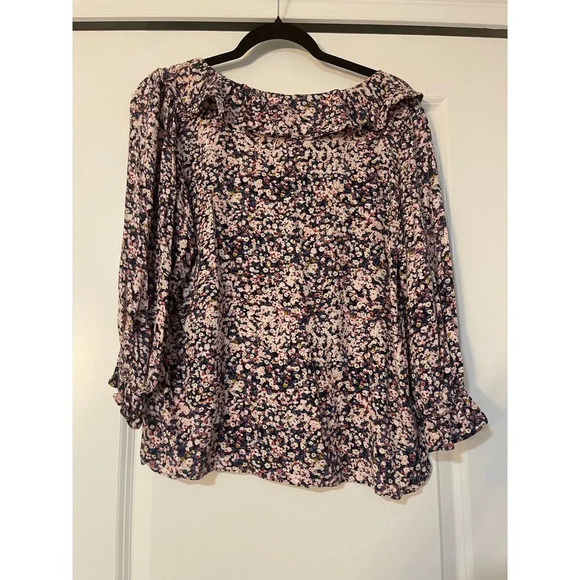 Goodthreads Floral Print Long Sleeve Blouse Romantic Boho Chic Top Size M - Picture 3 of 4